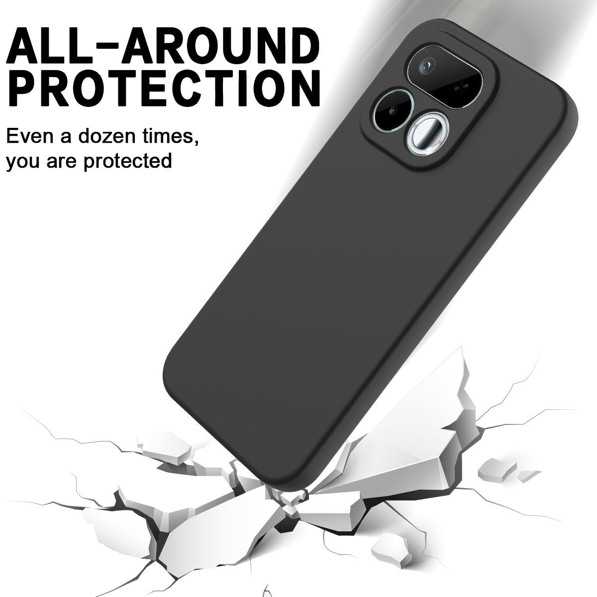 For Realme 16T 5G Solid Color Liquid Silicone Dropproof Full Coverage Phone Case - Black - EDA004760169A