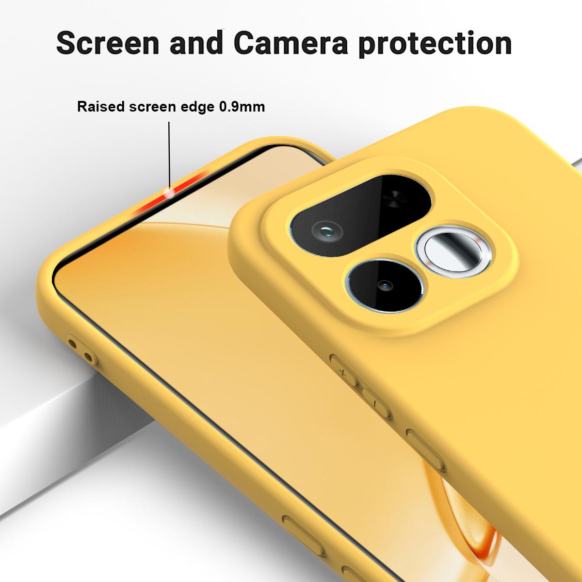 For Realme 16T 5G Solid Color Liquid Silicone Dropproof Full Coverage Phone Case - Yellow - EDA004760169B