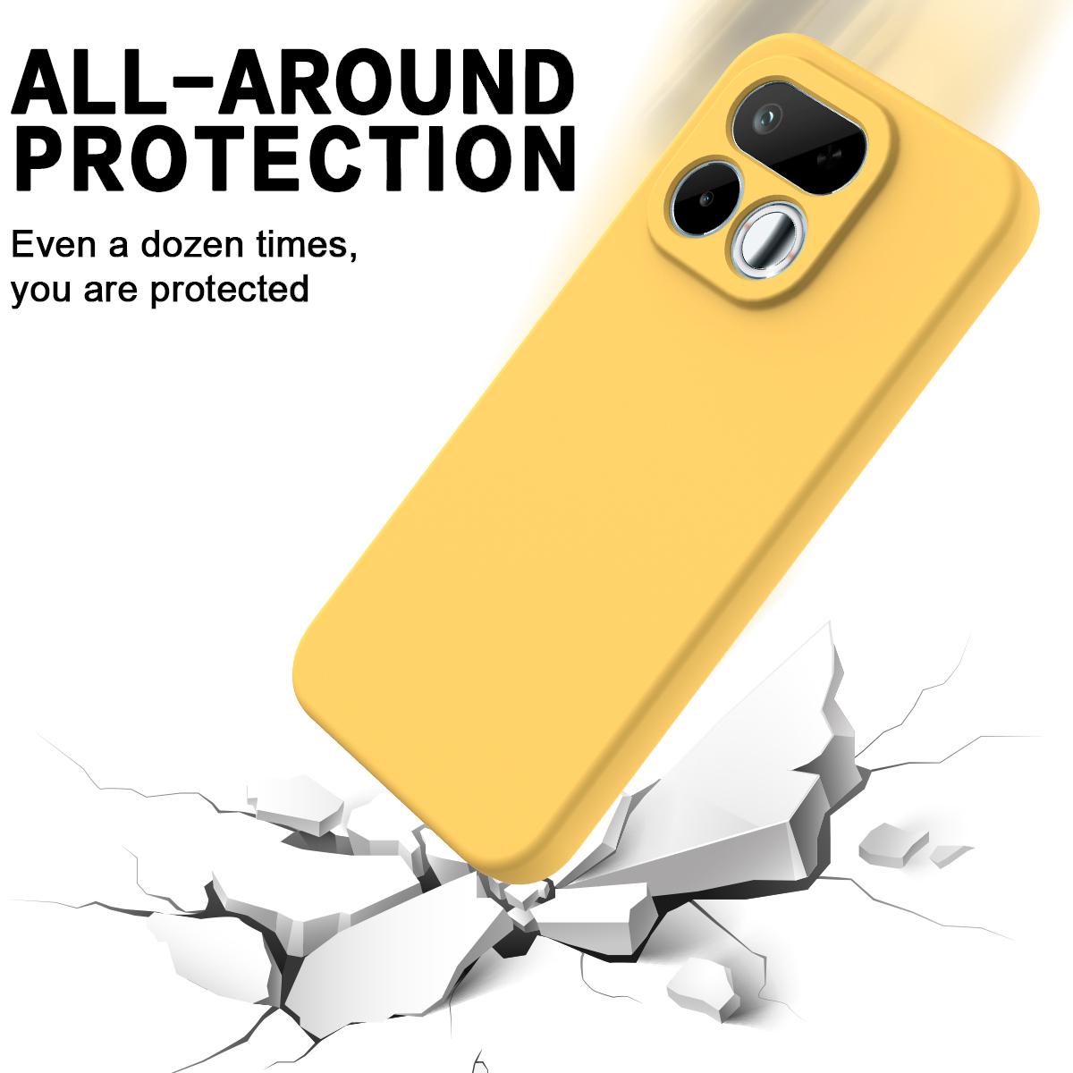 For Realme 16T 5G Solid Color Liquid Silicone Dropproof Full Coverage Phone Case - Yellow - EDA004760169B