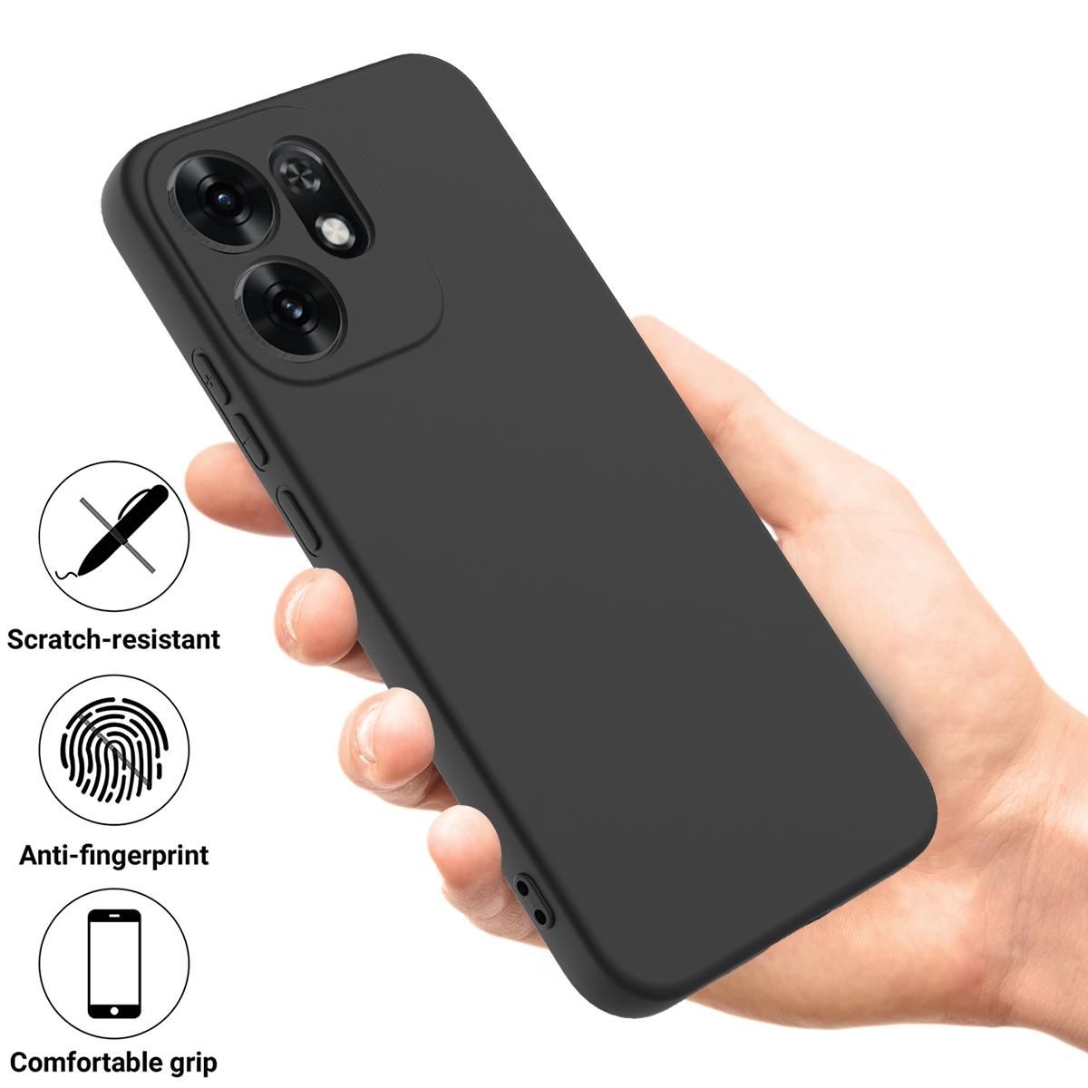 For OPPO Reno16 5G Global Solid Color Liquid Silicone Dropproof Full Coverage Phone Case - Black - EDA004760255A