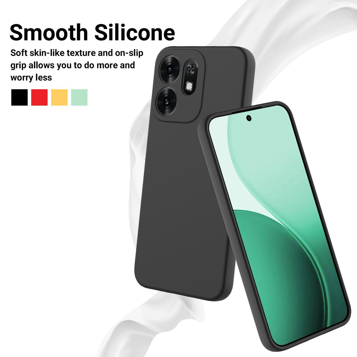 For OPPO Reno16 5G Global Solid Color Liquid Silicone Dropproof Full Coverage Phone Case - Black - EDA004760255A