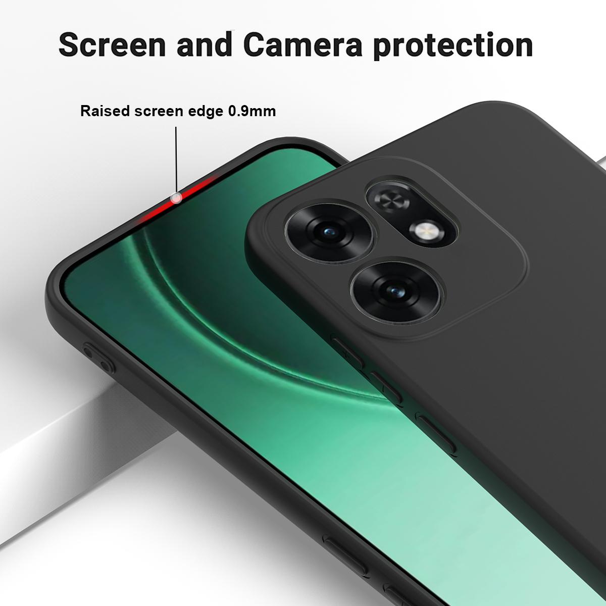 For OPPO Reno16 5G Global Solid Color Liquid Silicone Dropproof Full Coverage Phone Case - Black - EDA004760255A