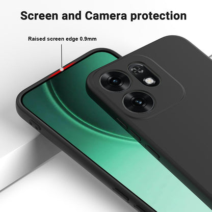 For OPPO Reno16 5G Global Solid Color Liquid Silicone Dropproof Full Coverage Phone Case - Black - EDA004760255A
