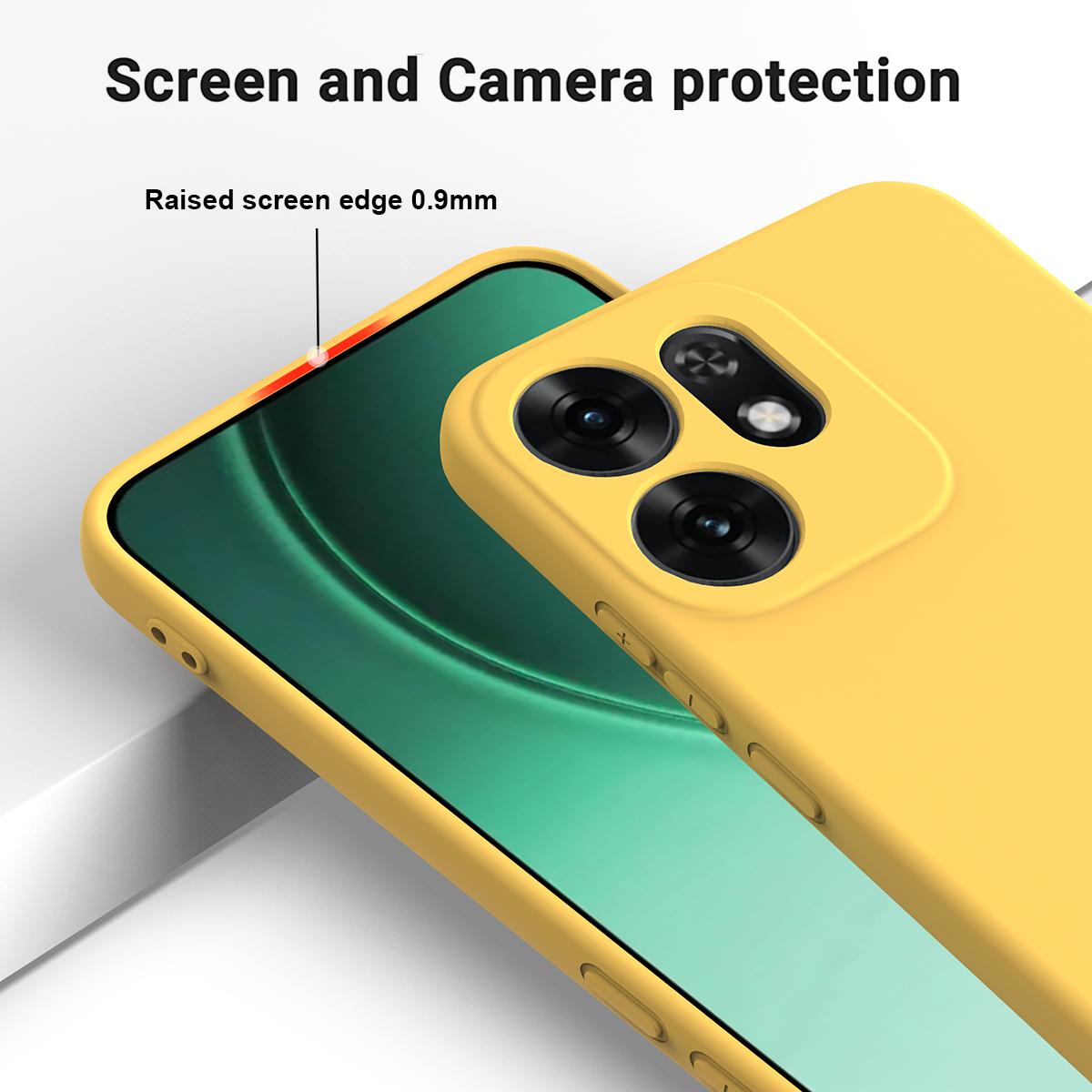 For OPPO Reno16 5G Global Solid Color Liquid Silicone Dropproof Full Coverage Phone Case - Yellow - EDA004760255B