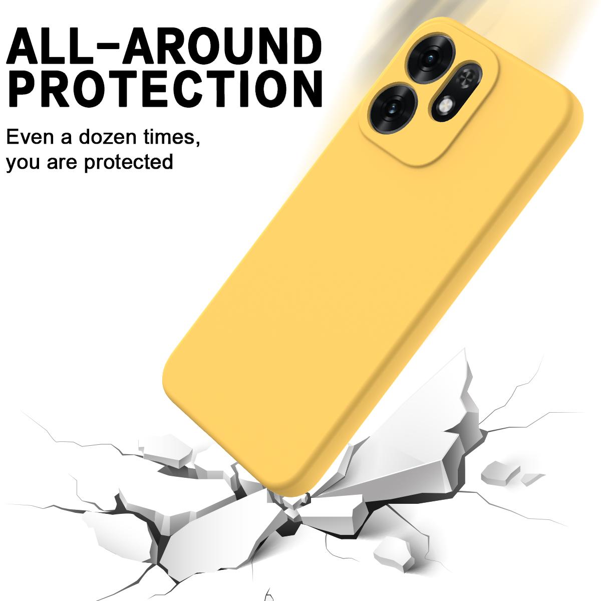 For OPPO Reno16 5G Global Solid Color Liquid Silicone Dropproof Full Coverage Phone Case - Yellow - EDA004760255B