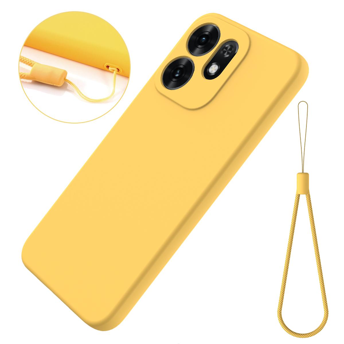 For OPPO Reno16 5G Global Solid Color Liquid Silicone Dropproof Full Coverage Phone Case - Yellow - EDA004760255B