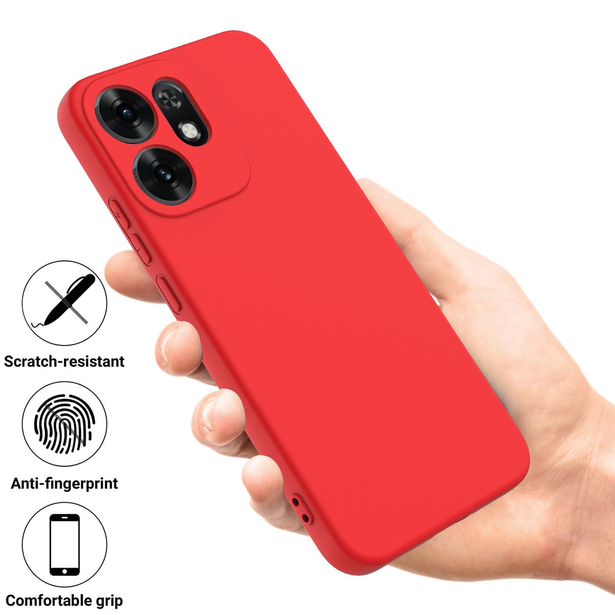 For OPPO Reno16 5G Global Solid Color Liquid Silicone Dropproof Full Coverage Phone Case - Red - EDA004760255C