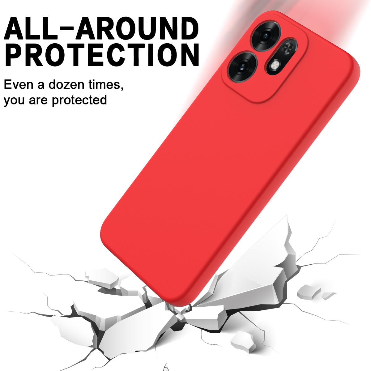 For OPPO Reno16 5G Global Solid Color Liquid Silicone Dropproof Full Coverage Phone Case - Red - EDA004760255C