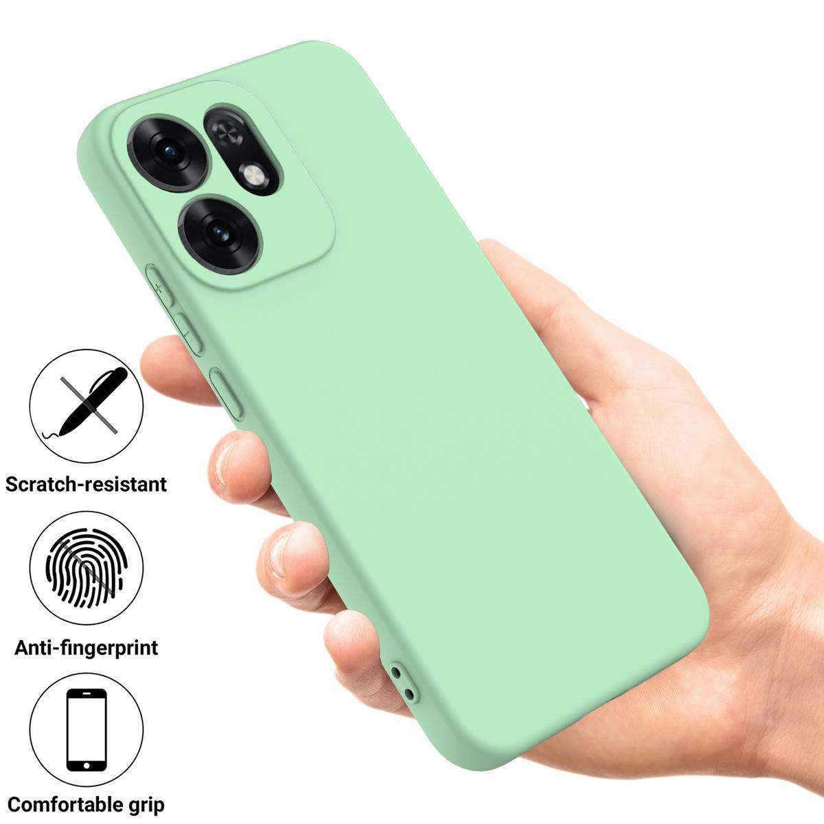 For OPPO Reno16 5G Global Solid Color Liquid Silicone Dropproof Full Coverage Phone Case - Green - EDA004760255D