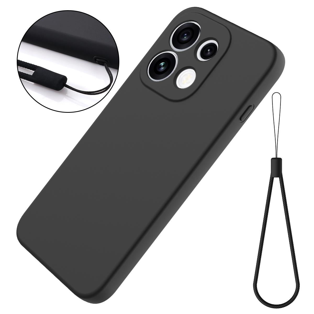 For OPPO Reno16 Pro 5G Global Solid Color Liquid Silicone Dropproof Full Coverage Phone Case - Black - EDA004760256A