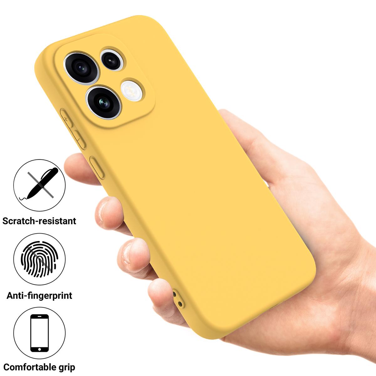 For OPPO Reno16 Pro 5G Global Solid Color Liquid Silicone Dropproof Full Coverage Phone Case - Yellow - EDA004760256B
