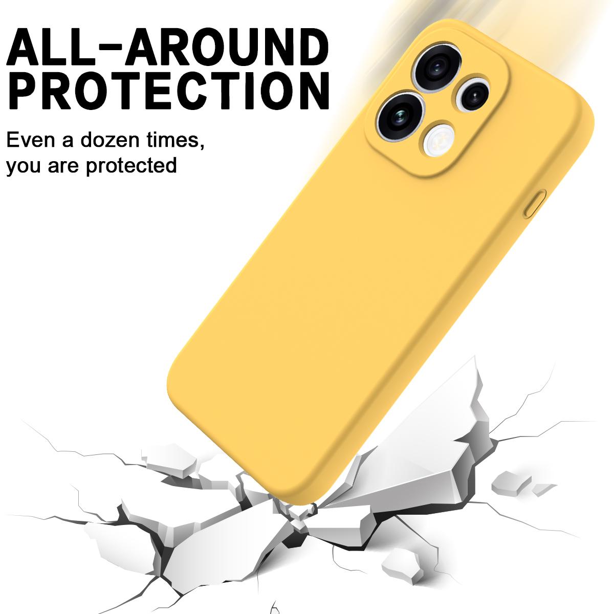 For OPPO Reno16 Pro 5G Global Solid Color Liquid Silicone Dropproof Full Coverage Phone Case - Yellow - EDA004760256B