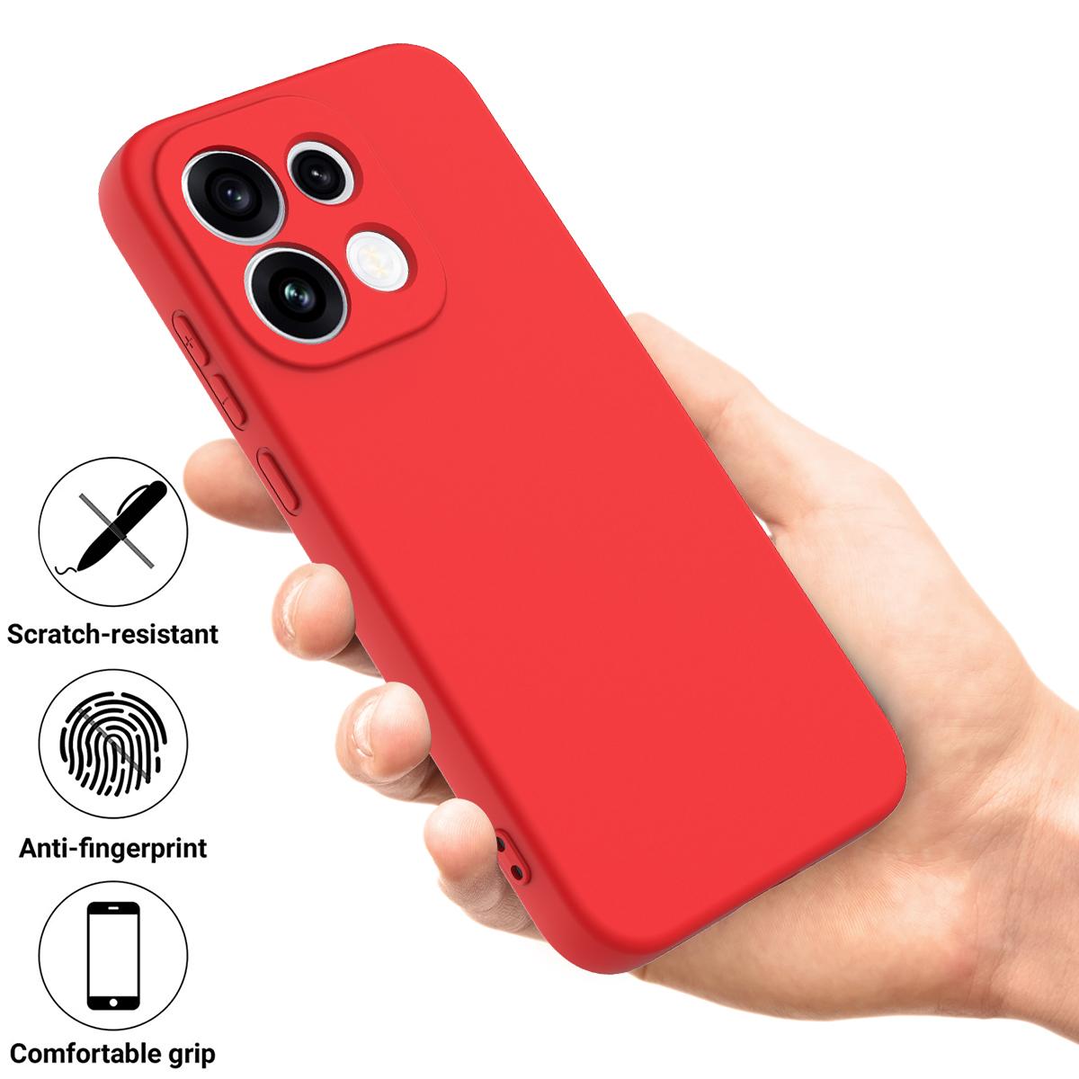 For OPPO Reno16 Pro 5G Global Solid Color Liquid Silicone Dropproof Full Coverage Phone Case - Red - EDA004760256C
