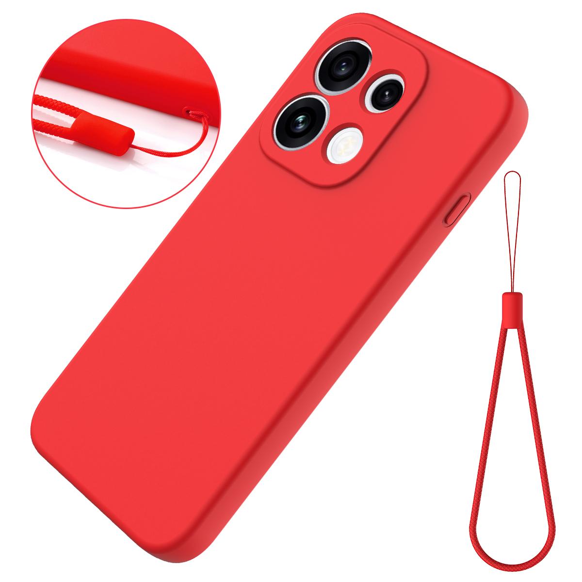 For OPPO Reno16 Pro 5G Global Solid Color Liquid Silicone Dropproof Full Coverage Phone Case - Red - EDA004760256C