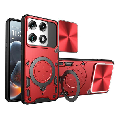 For Motorola Signature 5G CD Texture Sliding Camshield Magnetic Holder Phone Case - Red - EDA004768535C