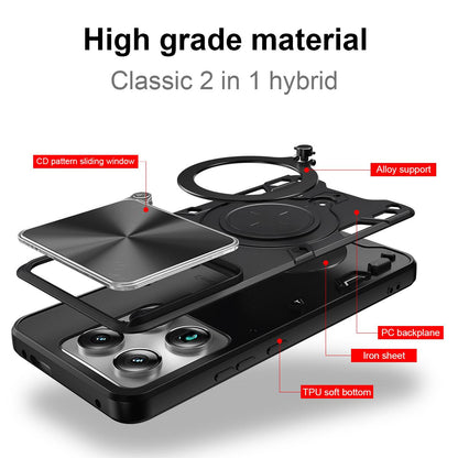 For Motorola Signature 5G CD Texture Sliding Camshield Magnetic Holder Phone Case - Red - EDA004768535C