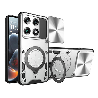 For Motorola Signature 5G CD Texture Sliding Camshield Magnetic Holder Phone Case - Silver - EDA004768535E