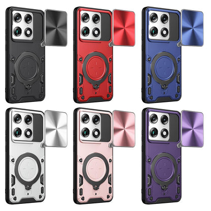 For Motorola Signature 5G CD Texture Sliding Camshield Magnetic Holder Phone Case - Silver - EDA004768535E