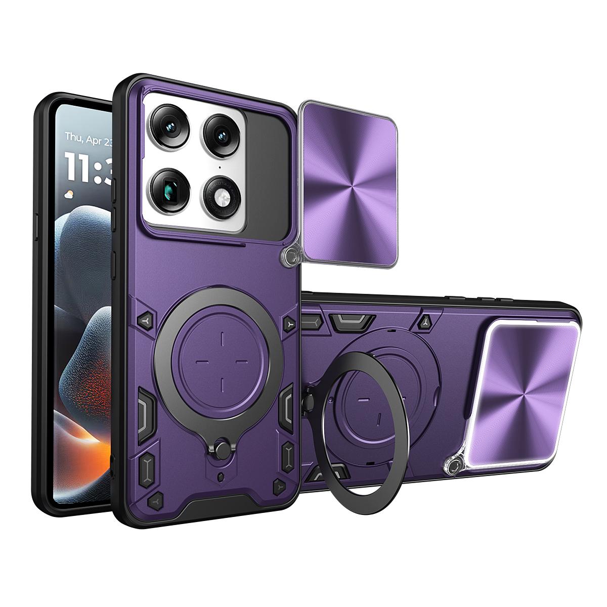 For Motorola Signature 5G CD Texture Sliding Camshield Magnetic Holder Phone Case - Purple - EDA004768535F