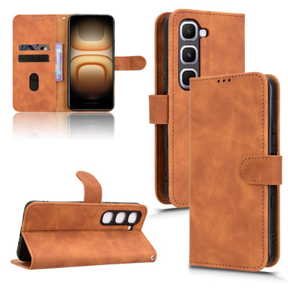For Infinix Hot 70 Pro 5G Skin Feel Magnetic Flip Leather Phone Case - Brown - EDA004773431E