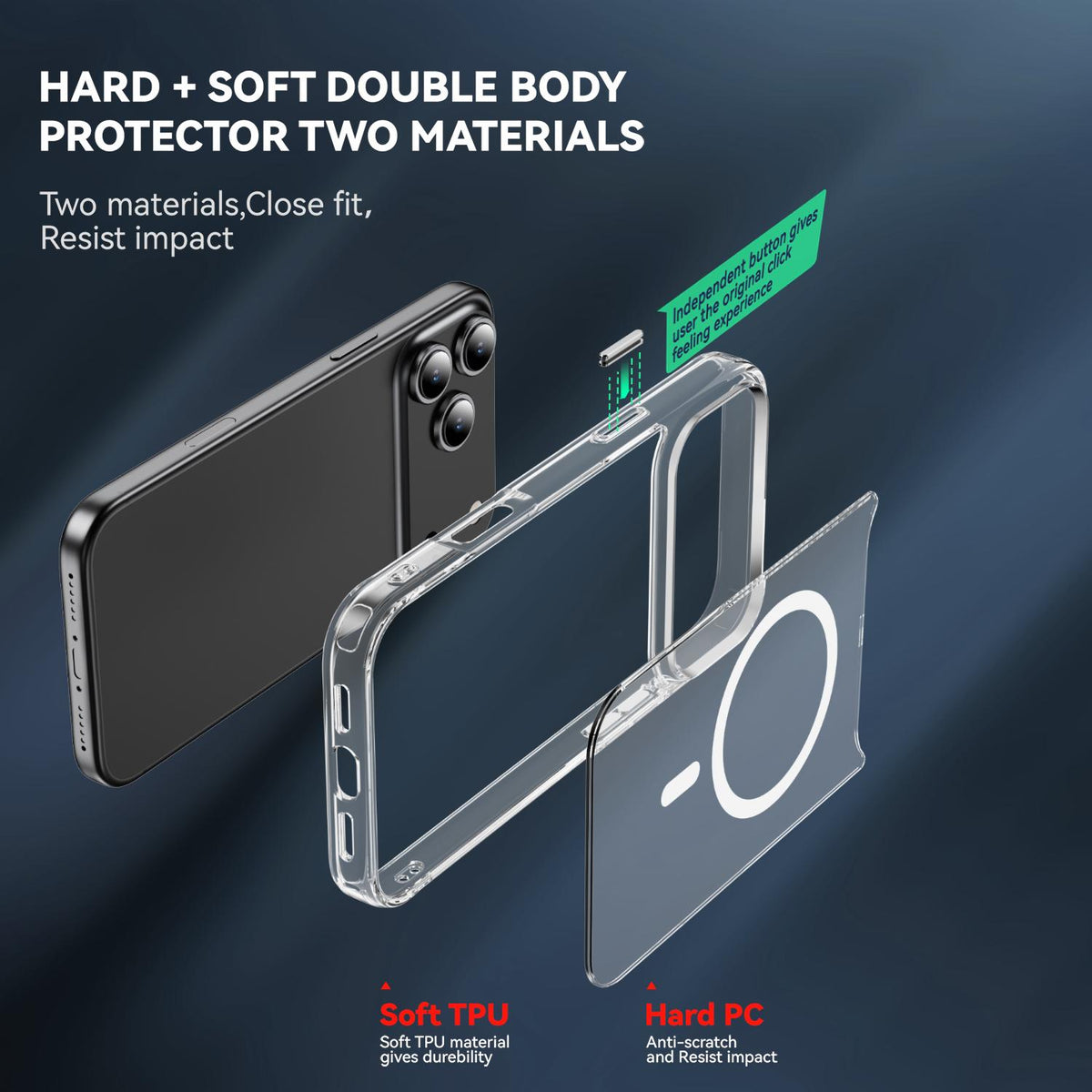 For iPhone 18 Pro MagSafe Clear Acrylic PC +TPU Phone Case - Transparent - EDA004784312A