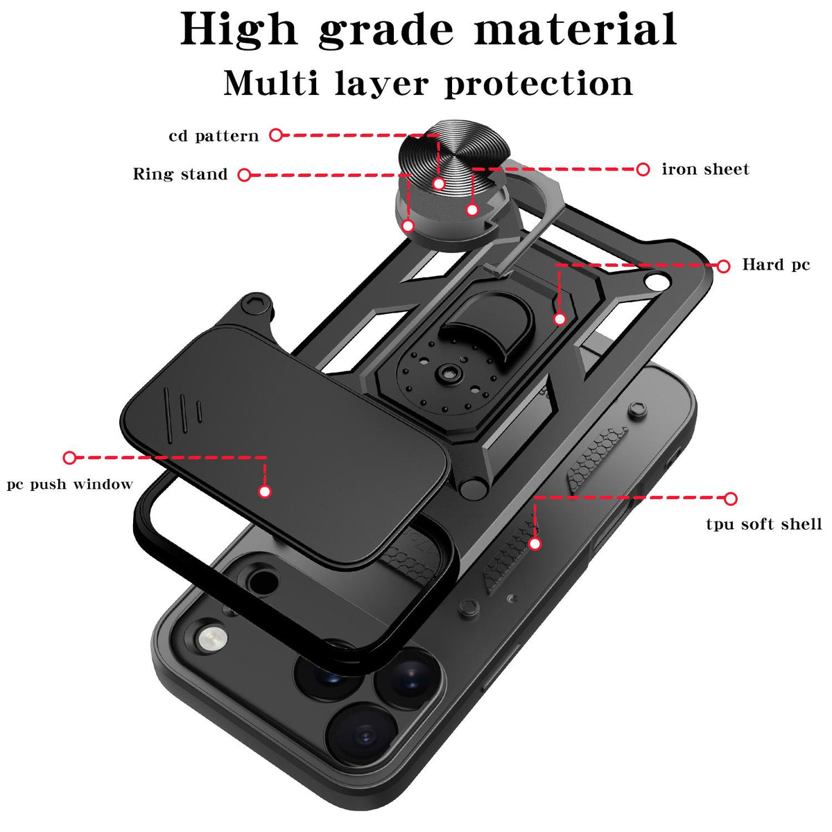 For iPhone 18 Pro Max Sliding Camera Cover Design TPU+PC Phone Case - Rose Gold - EDA004786315F