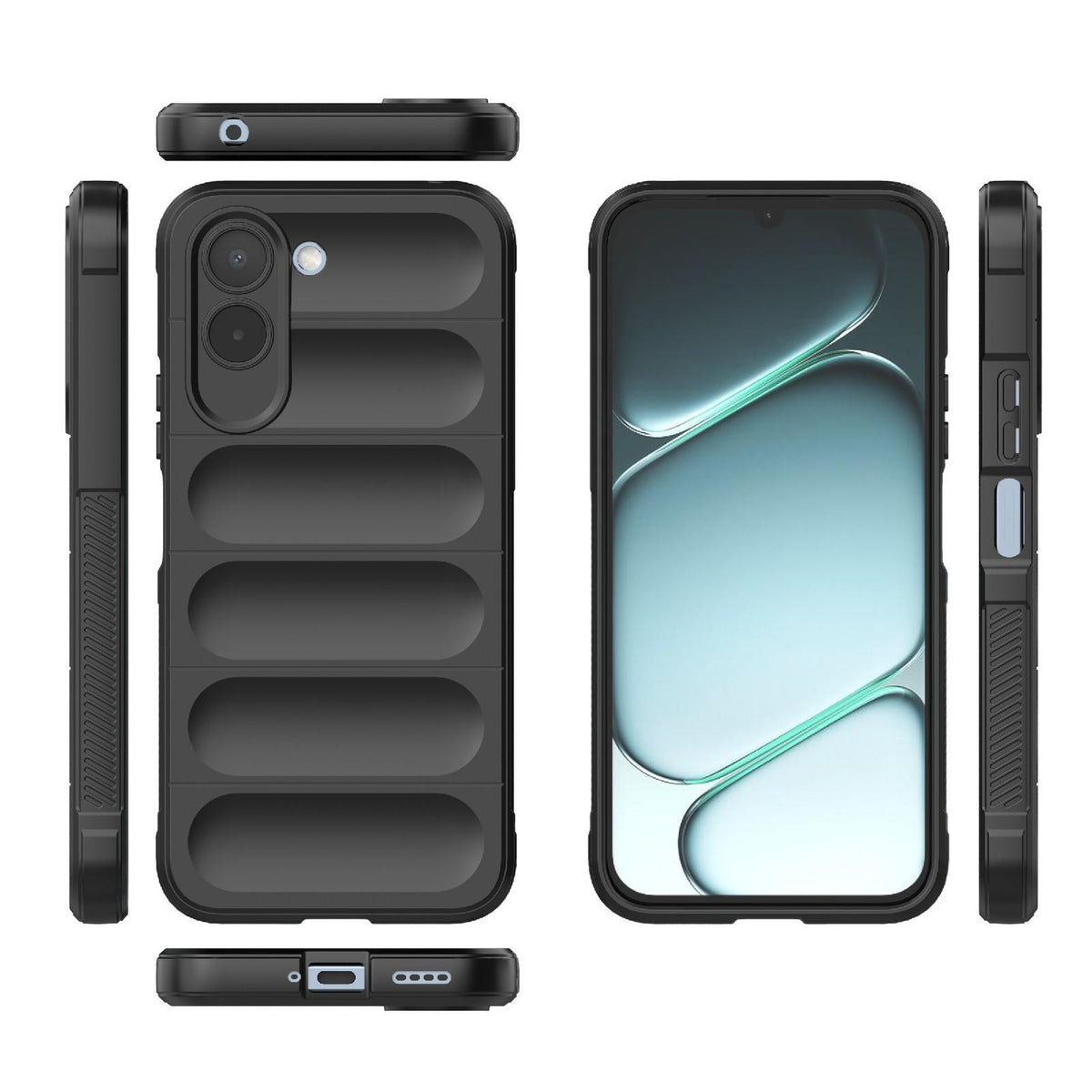 For OnePlus N6x 5G Global Magic Shield TPU + Flannel Phone Case - Black - EDA004811316A