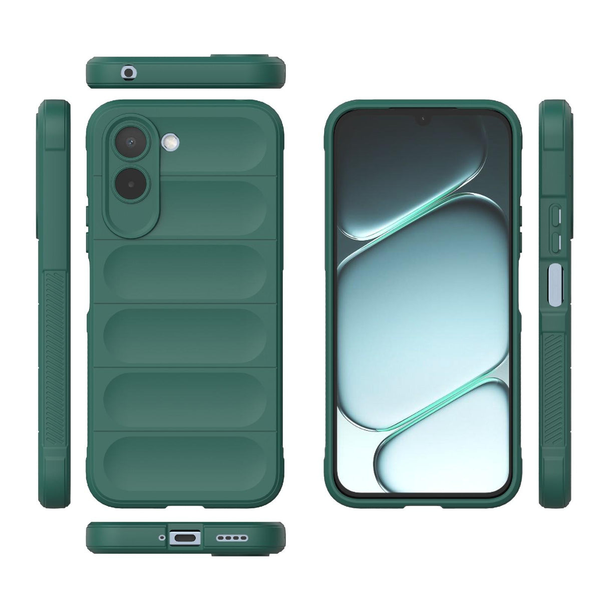 For OnePlus N6x 5G Global Magic Shield TPU + Flannel Phone Case - Dark Green - EDA004811316D