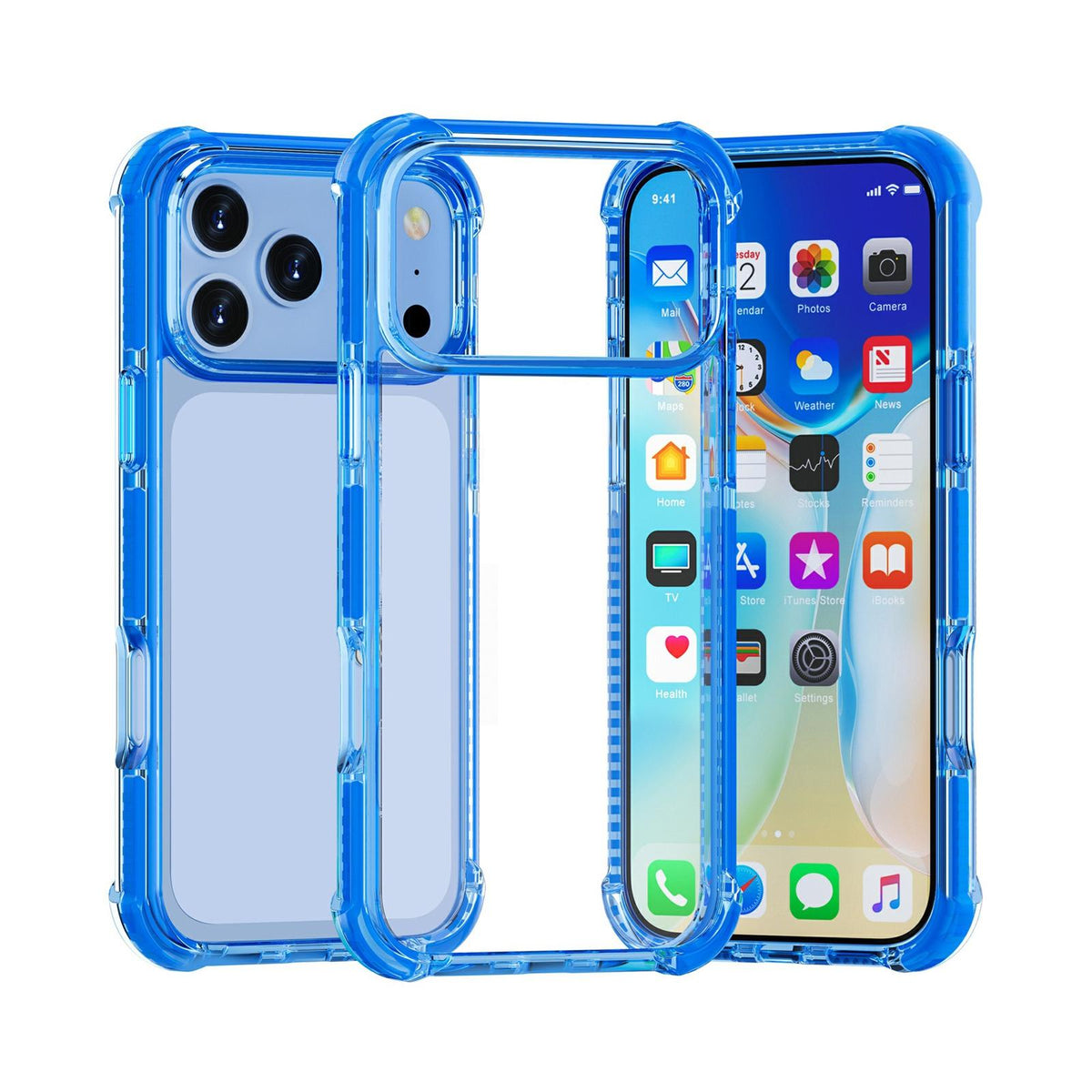 For iPhone 18 Pro / 17 Pro Four-corner Shockproof TPU Hybrid Acrylic Phone Case - Dark Blue - EDA004835110K