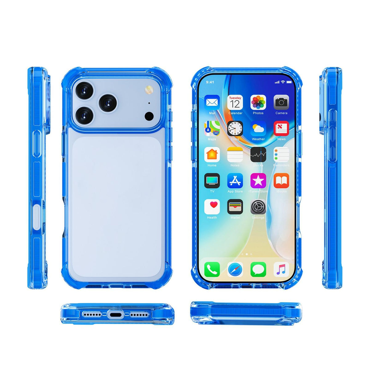For iPhone 18 Pro / 17 Pro Four-corner Shockproof TPU Hybrid Acrylic Phone Case - Dark Blue - EDA004835110K