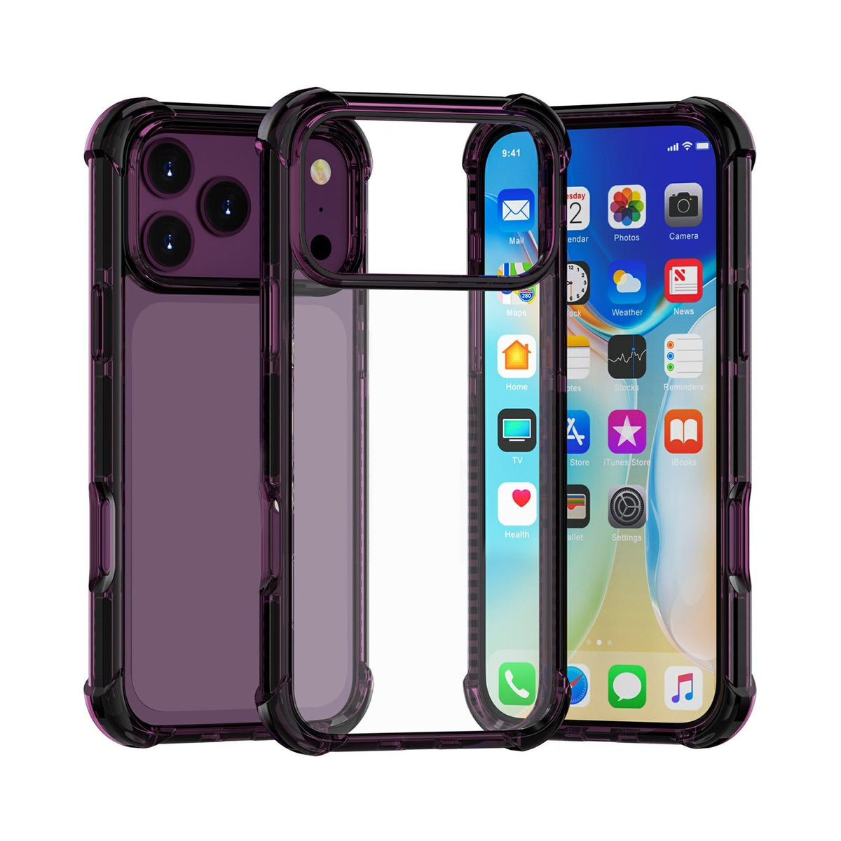 For iPhone 18 Pro / 17 Pro Four-corner Shockproof TPU Hybrid Acrylic Phone Case - Cherry Red - EDA004835110L