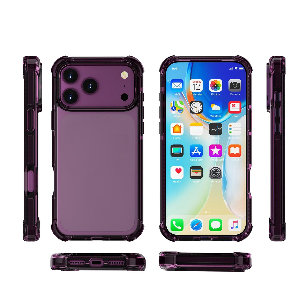 For iPhone 18 Pro / 17 Pro Four-corner Shockproof TPU Hybrid Acrylic Phone Case - Cherry Red - EDA004835110L