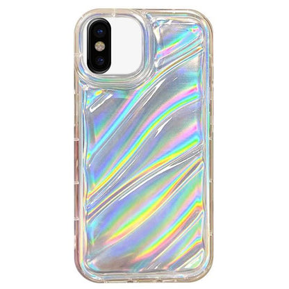 For iPhone X / XS Laser Sequin Waves TPU Phone Case - Transparent - EDA004853424A