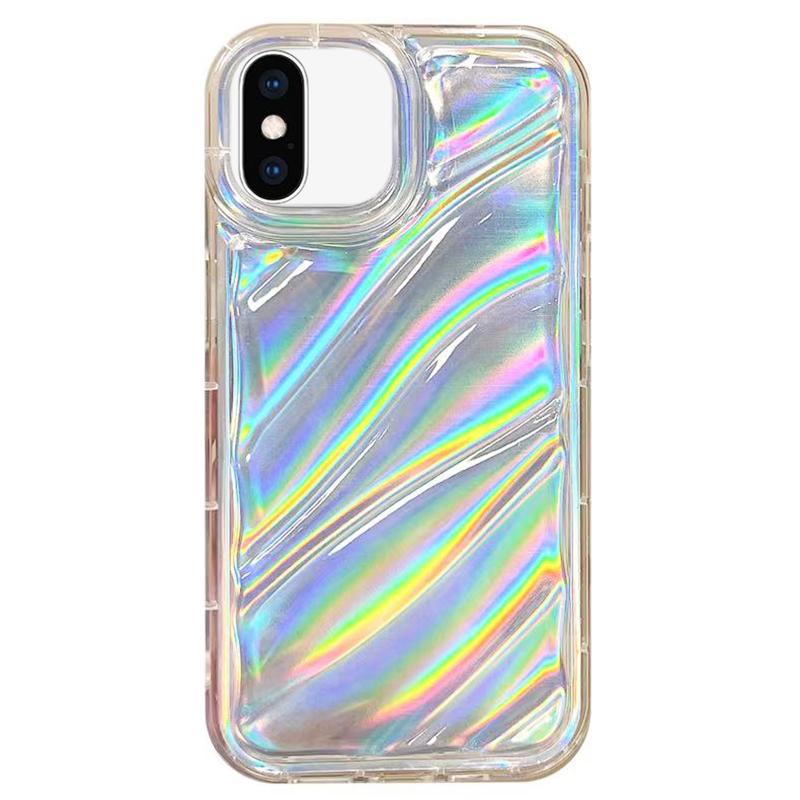 For iPhone XS Max Laser Sequin Waves TPU Phone Case - Transparent - EDA004853426A