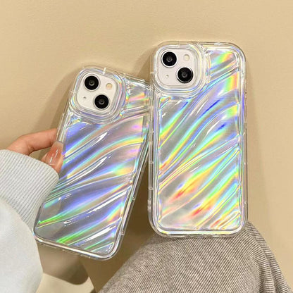For iPhone XS Max Laser Sequin Waves TPU Phone Case - Transparent - EDA004853426A