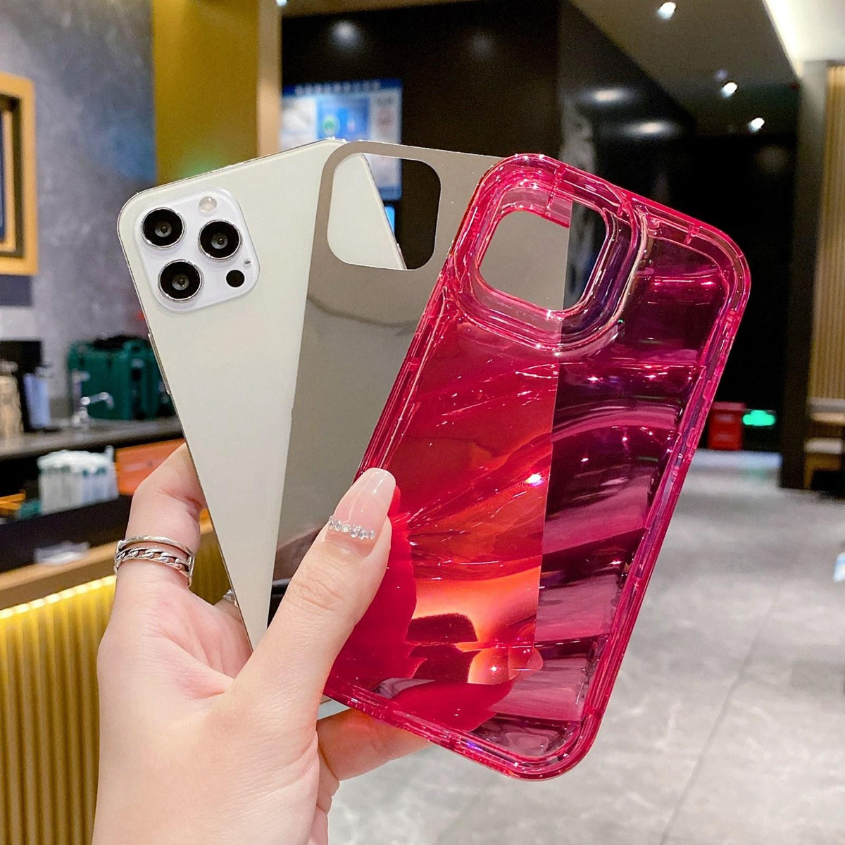 For iPhone 17 Pro Max Laser Sequin Waves TPU Phone Case - Red - EDA004853428B