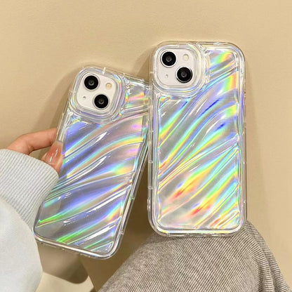 For iPhone 17 Pro Laser Sequin Waves TPU Phone Case - Transparent - EDA004853429A