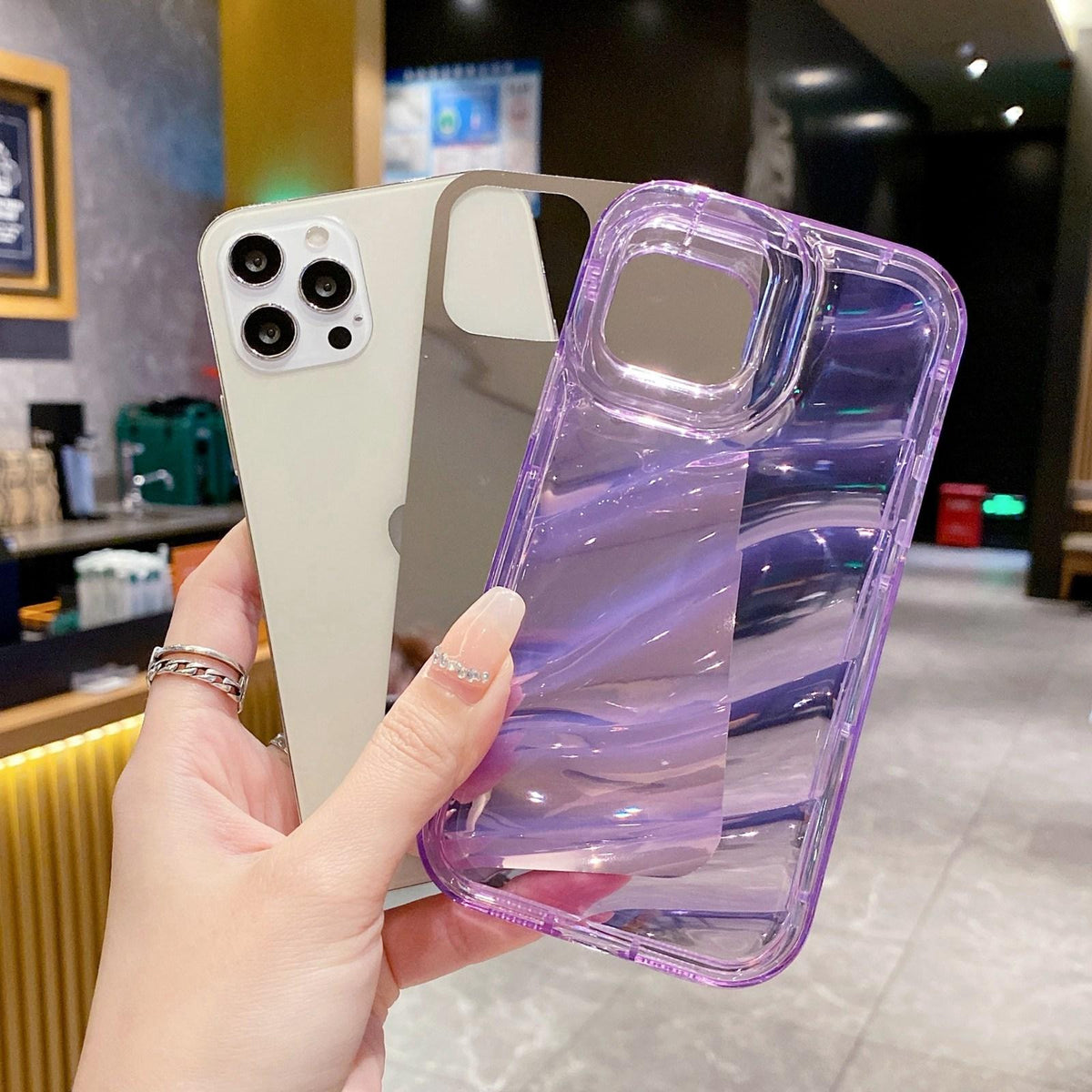 For iPhone 17 Pro Laser Sequin Waves TPU Phone Case - Purple - EDA004853429D