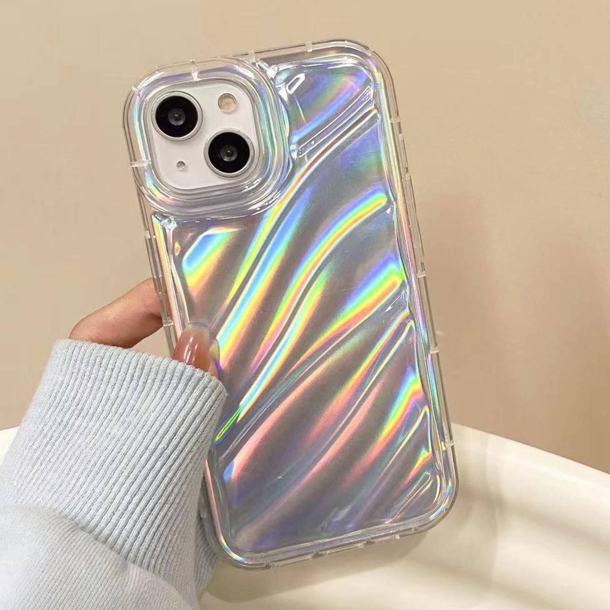 For iPhone 18 Pro Max Laser Sequin Waves TPU Phone Case - Transparent - EDA004853431A