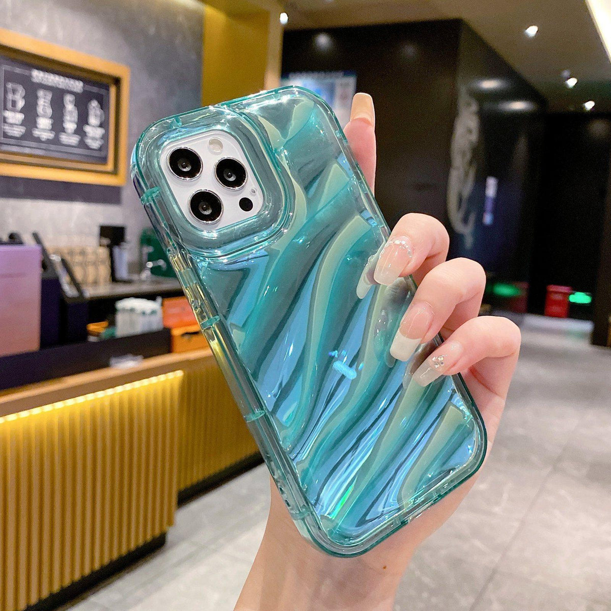 For iPhone 18 Pro Max Laser Sequin Waves TPU Phone Case - Blue - EDA004853431C