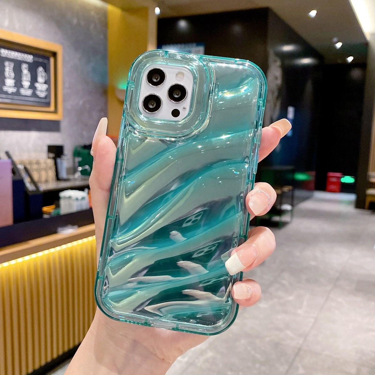 For iPhone 18 Pro Laser Sequin Waves TPU Phone Case - Blue - EDA004853432C