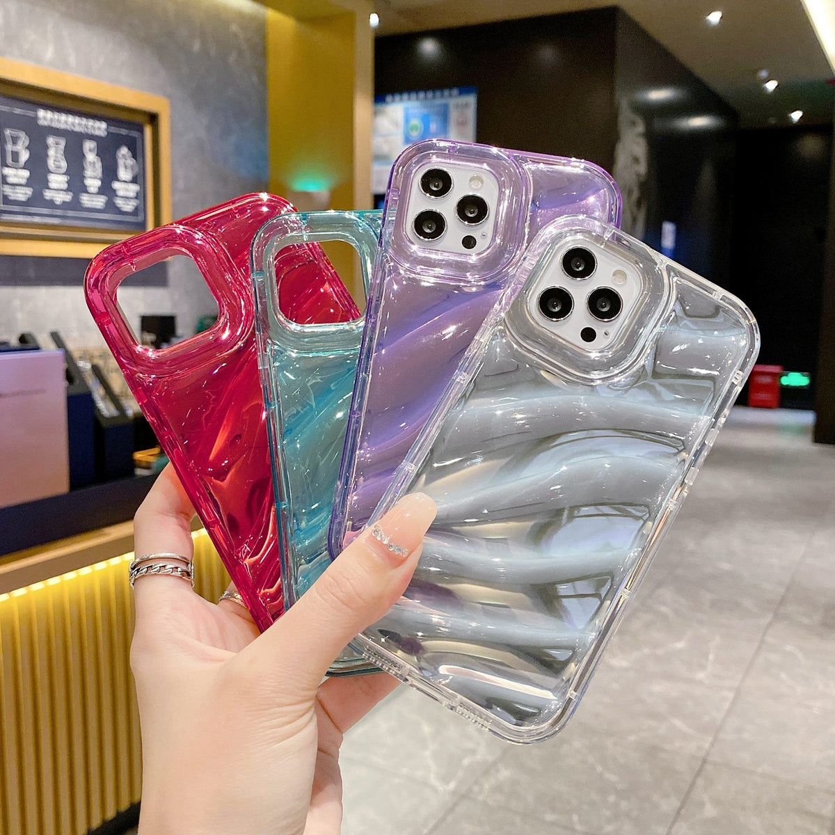 For iPhone 12 Pro Max Laser Sequin Waves TPU Phone Case - Transparent - EDA004853419A