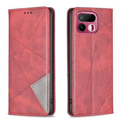 For Realme 16T 5G Rhombus Texture Leather Phone Case - Red - EDA004854407A
