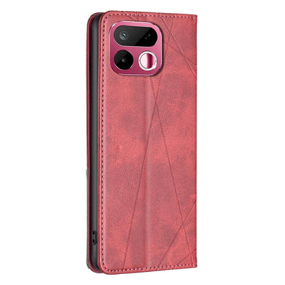 For Realme 16T 5G Rhombus Texture Leather Phone Case - Red - EDA004854407A