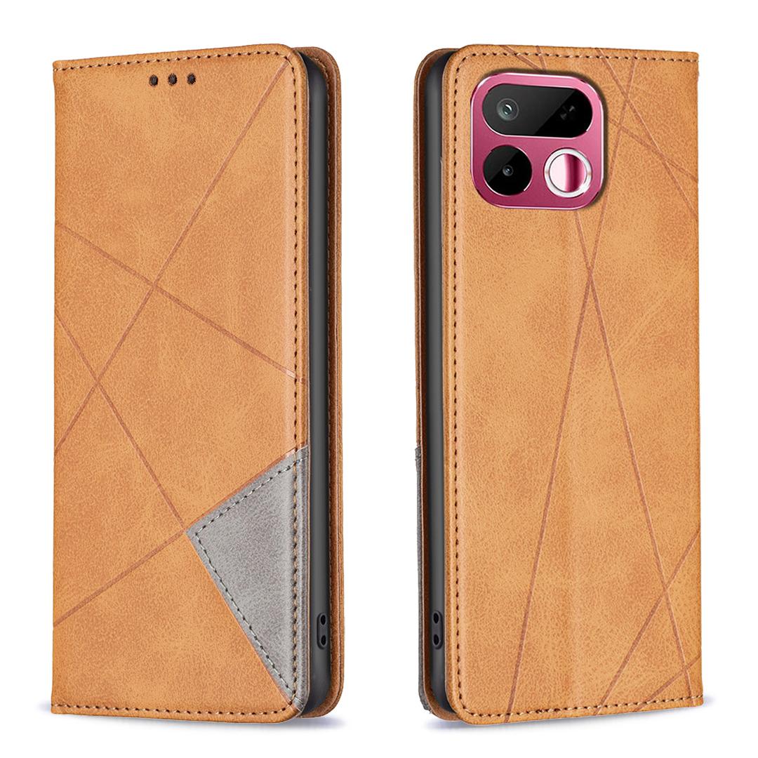For Realme 16T 5G Rhombus Texture Leather Phone Case - Yellow - EDA004854407B