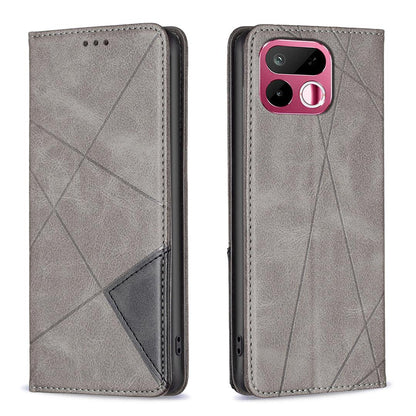 For Realme 16T 5G Rhombus Texture Leather Phone Case - Grey - EDA004854407C