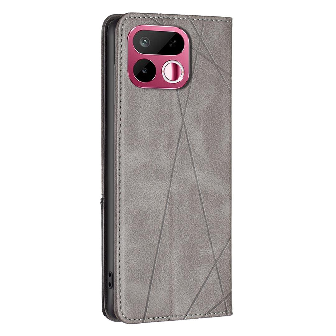 For Realme 16T 5G Rhombus Texture Leather Phone Case - Grey - EDA004854407C