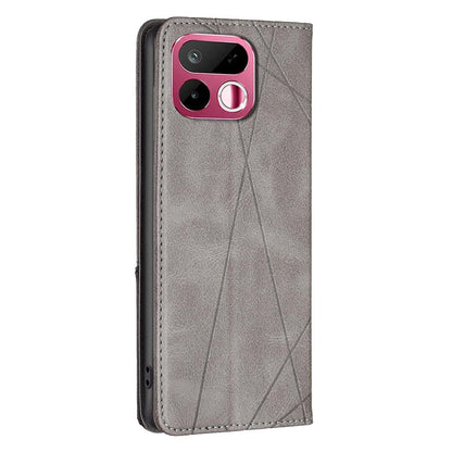 For Realme 16T 5G Rhombus Texture Leather Phone Case - Grey - EDA004854407C