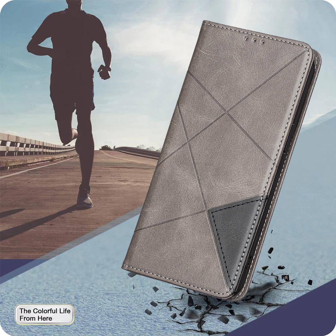 For Realme 16T 5G Rhombus Texture Leather Phone Case - Grey - EDA004854407C