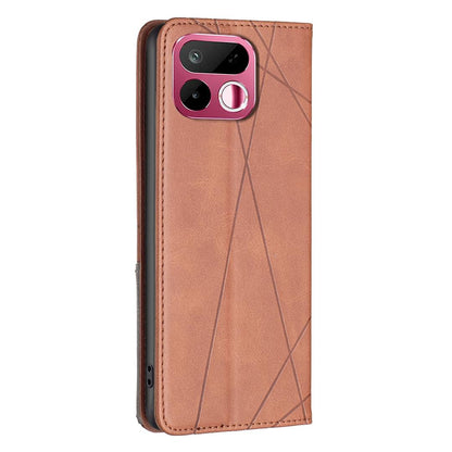 For Realme 16T 5G Rhombus Texture Leather Phone Case - Brown - EDA004854407D
